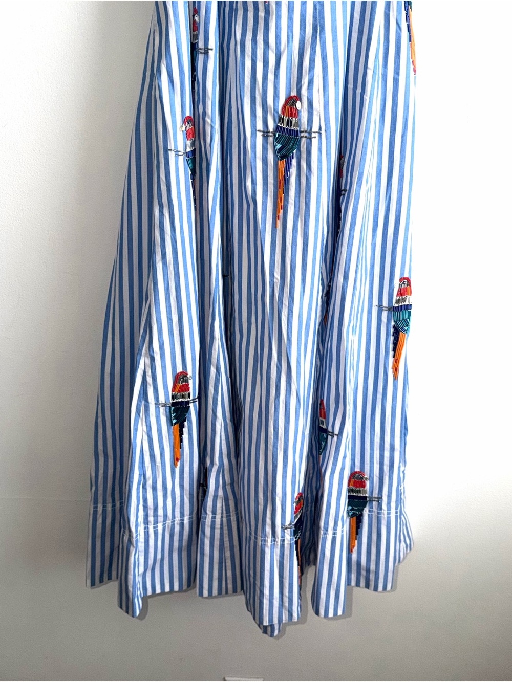 Anthropologie Maeve Parrots Tie-Back A-Line Dress Size 2 US Cotton Striped Maxi - Picture 8 of 12